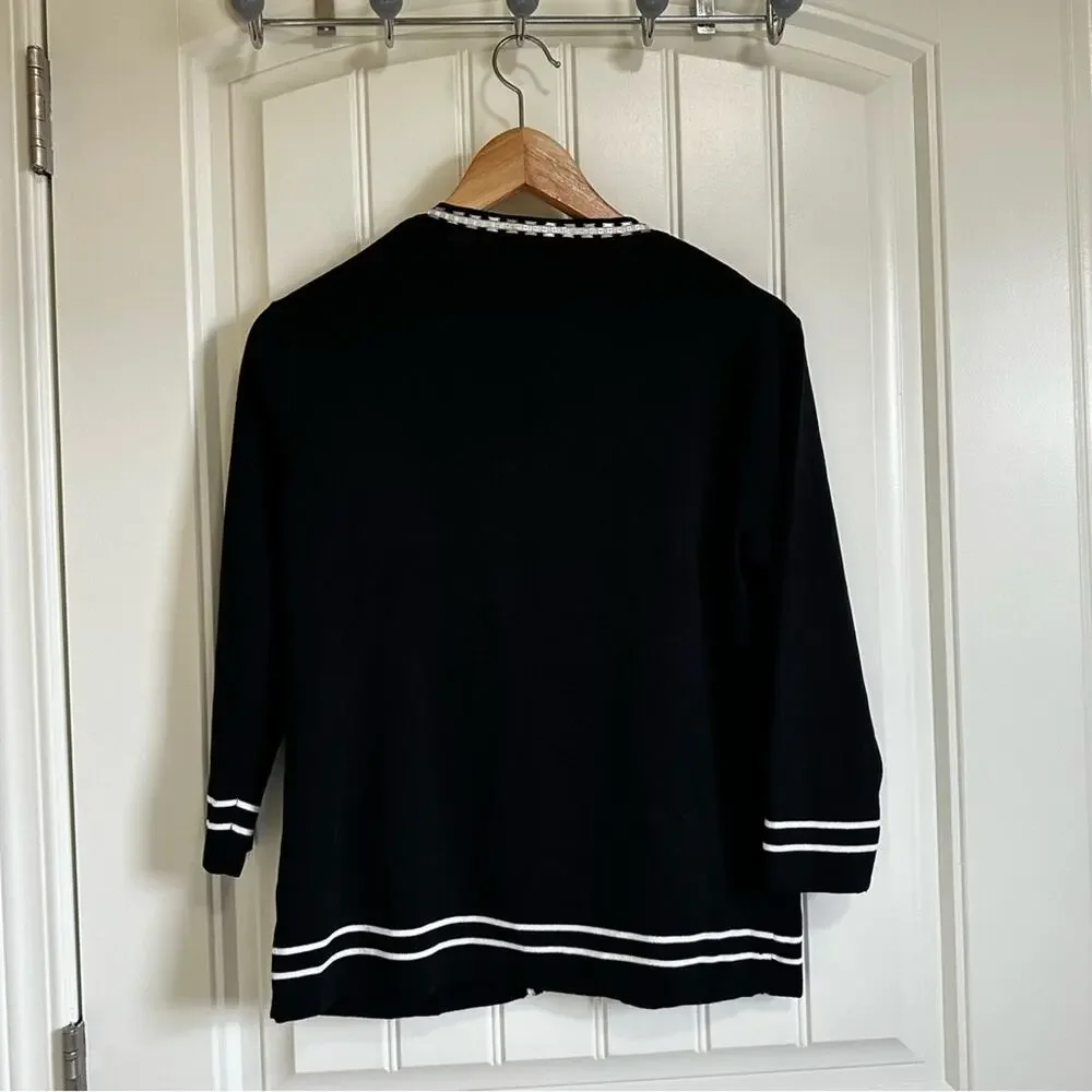 Debbie Morgan women’s cardigan small NWT black white‎